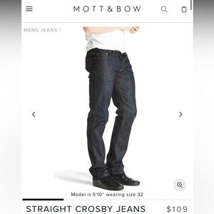 NWT Mott & Bow Men's Straight Crosby Jeans - Dark Blue